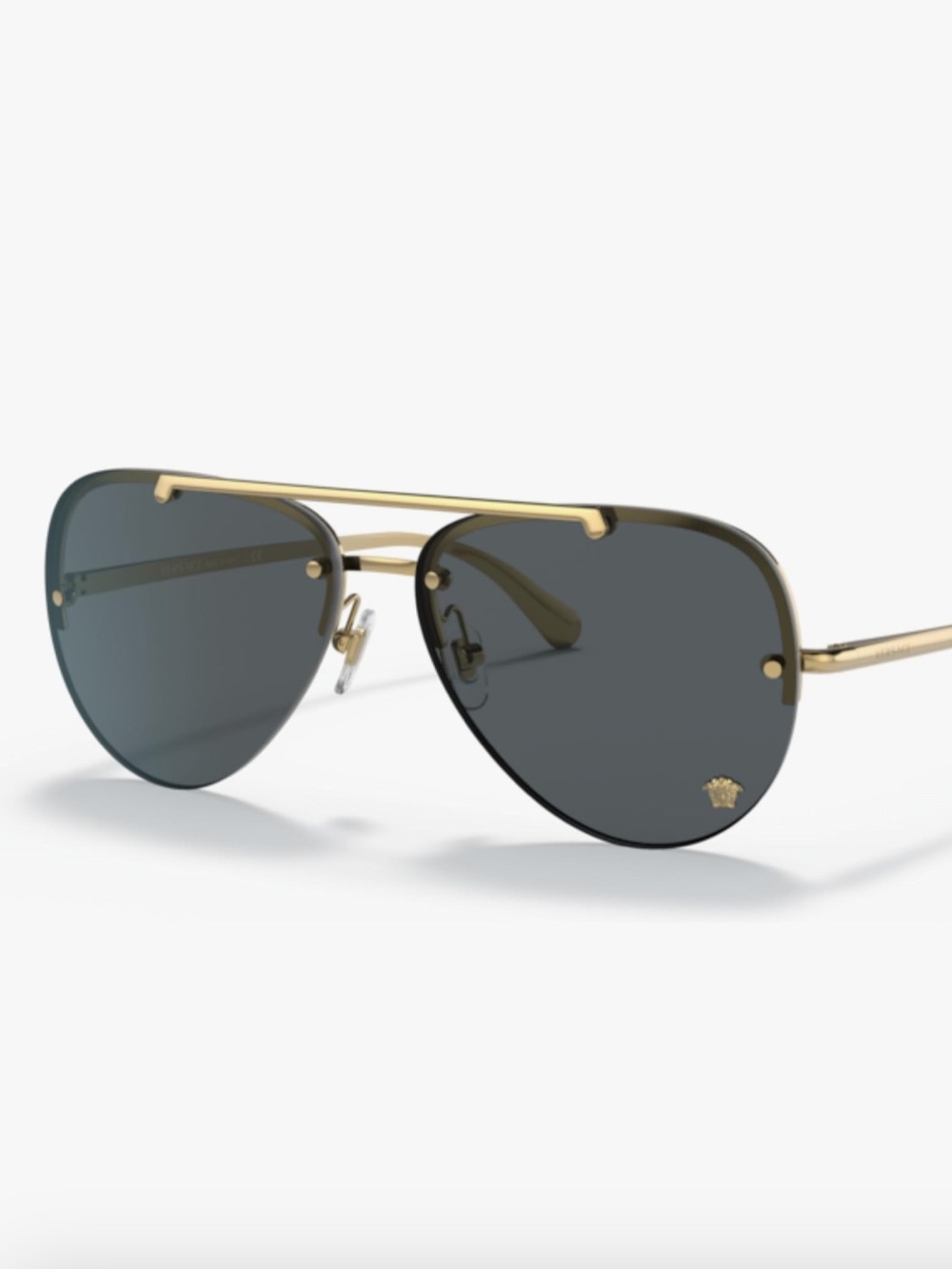 Versace Gold VE2231 Frame Aviator Sunglasses with Dark Gray Lenses